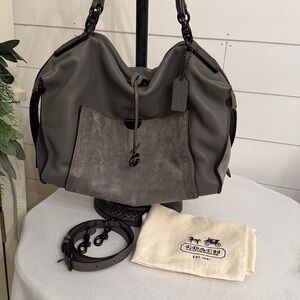 Coach Darla 32 satchel handbag in smooth grey Leather and Suede mix